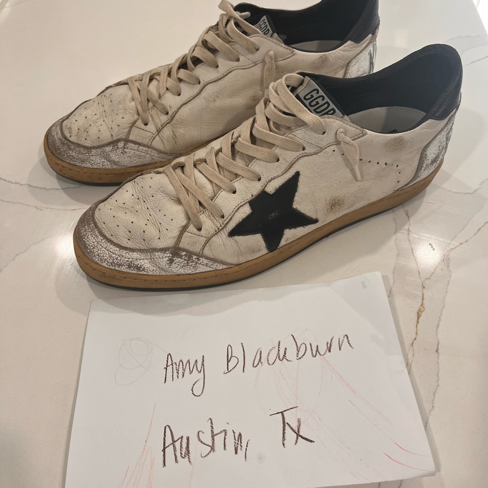 Golden Goose Ball Star Sneakers in Cream and Black